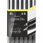 Drawing Pens Set Black Fineliner Pens Set Of 6 Waterproof Including pens BrushFor Artists, Technical Drawing, Handwriting, and Calligraphy